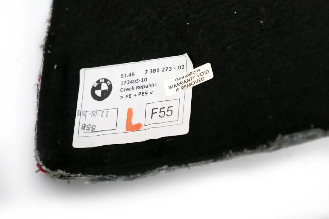 Isolamento acustico Corpo ruota posteriore sinistro per Mini F55 con numero di parte 7381273 Mini F55 Isolamento acustico Corpo ruota posteriore sinistro - SKU 7381273 - Numero di parte 7381273