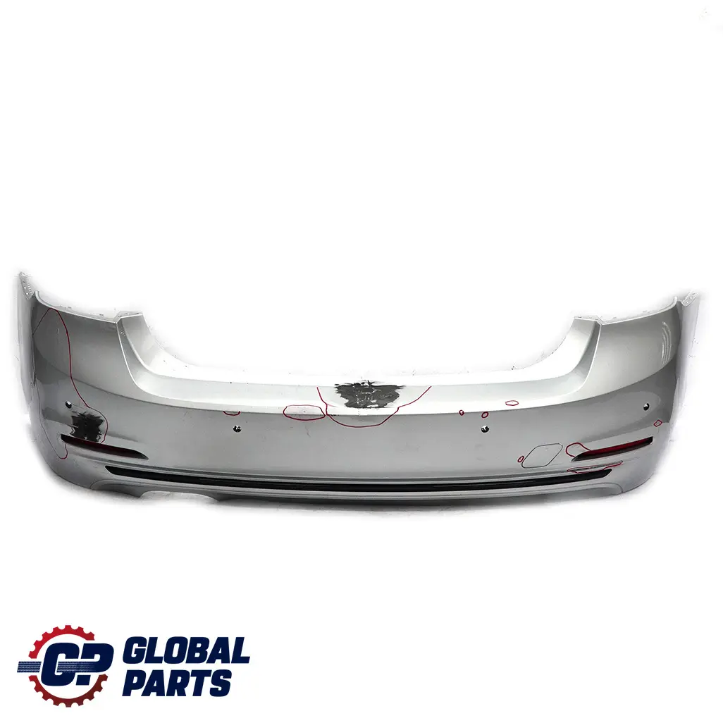 BMW 3 F30 LCI Sport Line Rear Bumper Trim Panel PDC Glacier Silver Metallic A83 - SKU 7384603-GSB - Part number 7384603