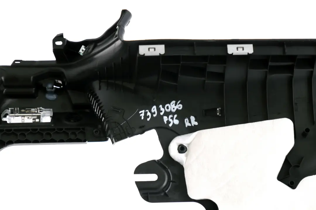 Right O/S Lateral Trim Panel Carbon Black to Mini Cooper F56 Rear with Part number 7393086 Mini Cooper F56 Rear Right O/S Lateral Trim Panel Carbon Black - SKU 7393086 - Part number 7393086