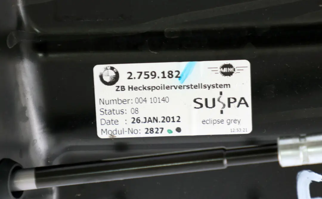 Spoiler Eclipse Grey Metallic - B24 to BMW Mini Roadster R59 Rear Active Electric with Part number 7400303 BMW Mini Roadster R59 Rear Active Electric Spoiler Eclipse Grey Metallic - B24 - SKU 7400303-ECG - Part number 7400303