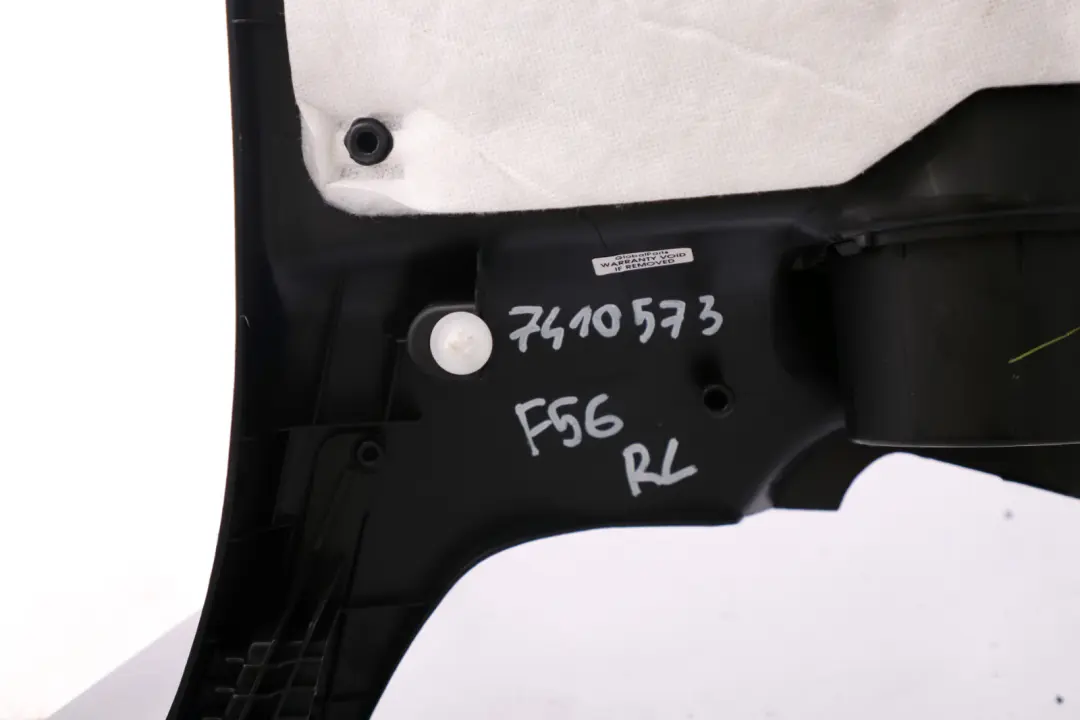 Left N/S Lateral Trim Panel Hi-Fi Carbon Black to BMW MINI Cooper F56 Rear with Part number 7410573 BMW MINI Cooper F56 Rear Left N/S Lateral Trim Panel Hi-Fi Carbon Black - SKU 7410573 - Part number 7410573