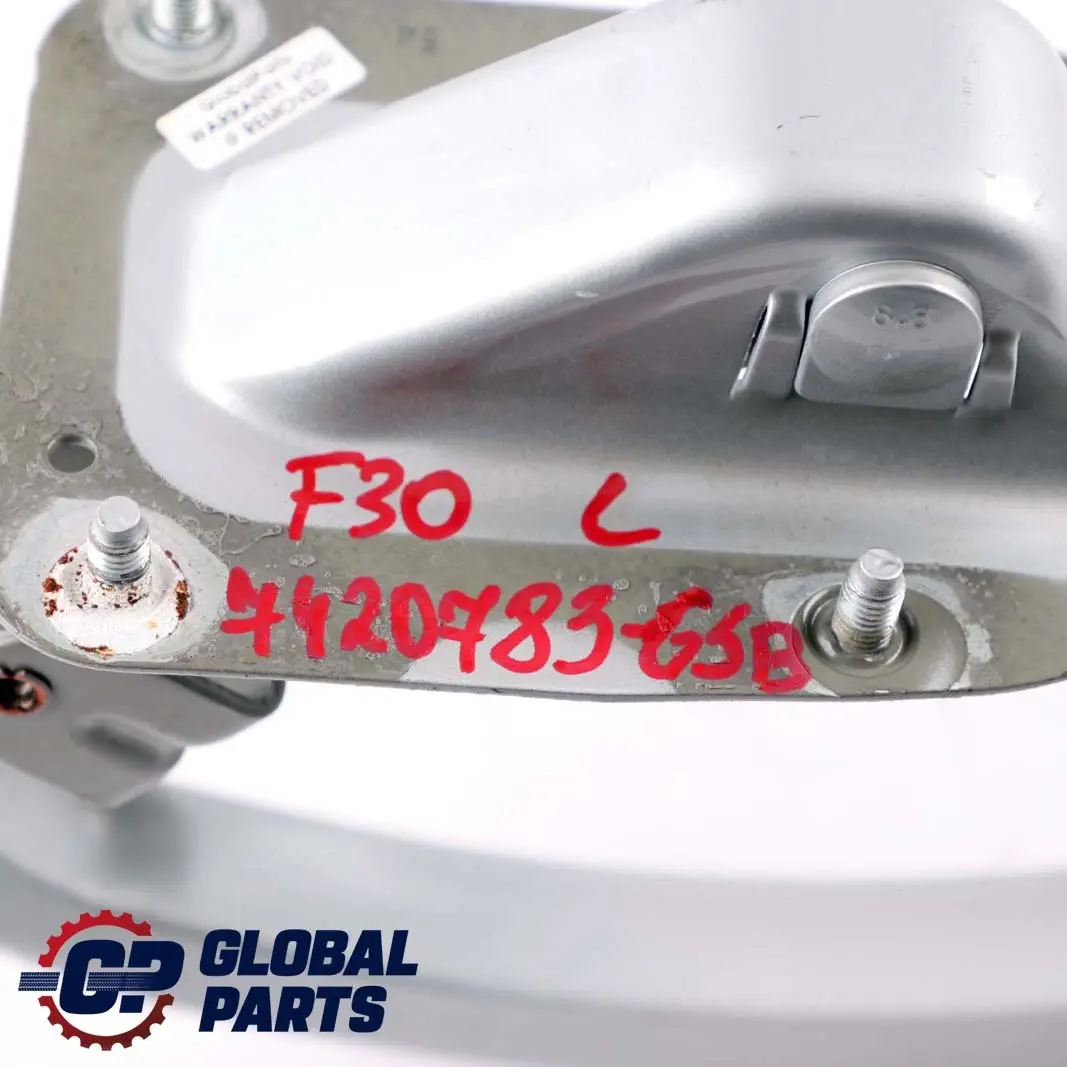Left N/S Trunk Lid Boot Tailgate Hinge Arm Glacier Silber Metallic to BMW 3 F30 with Part number 7420783 BMW 3 F30 Left N/S Trunk Lid Boot Tailgate Hinge Arm Glacier Silber Metallic - SKU 7420783-GSB - Part number 7420783