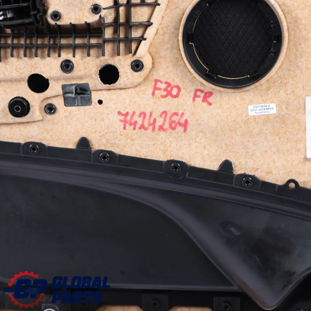 BMW 3 F30 F31 LCI Front Right O/S Door Card Lining Panel Cloth Anthracite Red - SKU 7424264 - Part number 7424264