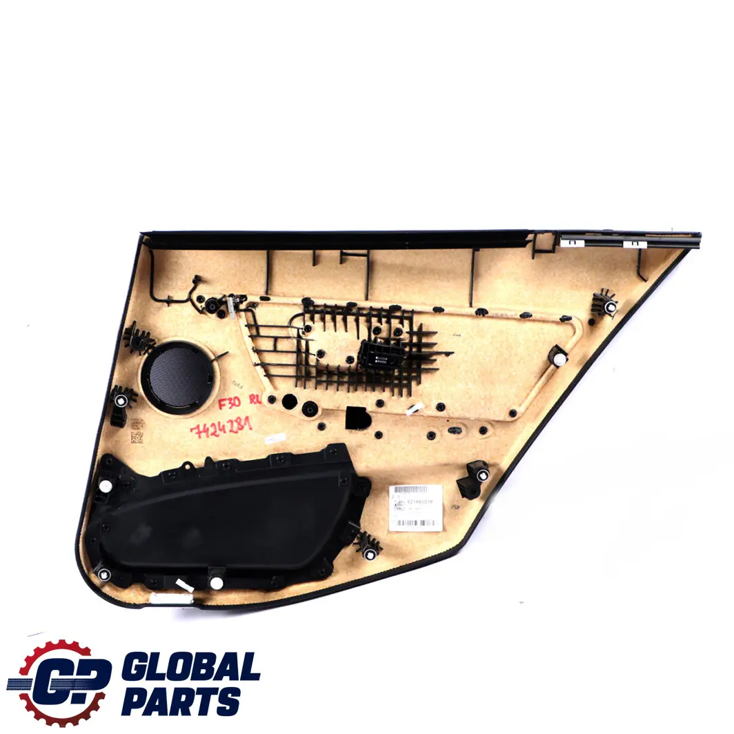 BMW 3 F30 F31 LCI Rear Left N/S Door Card Lining Panel Cloth Anthracite Red - SKU 7424281 - Part number 7424281