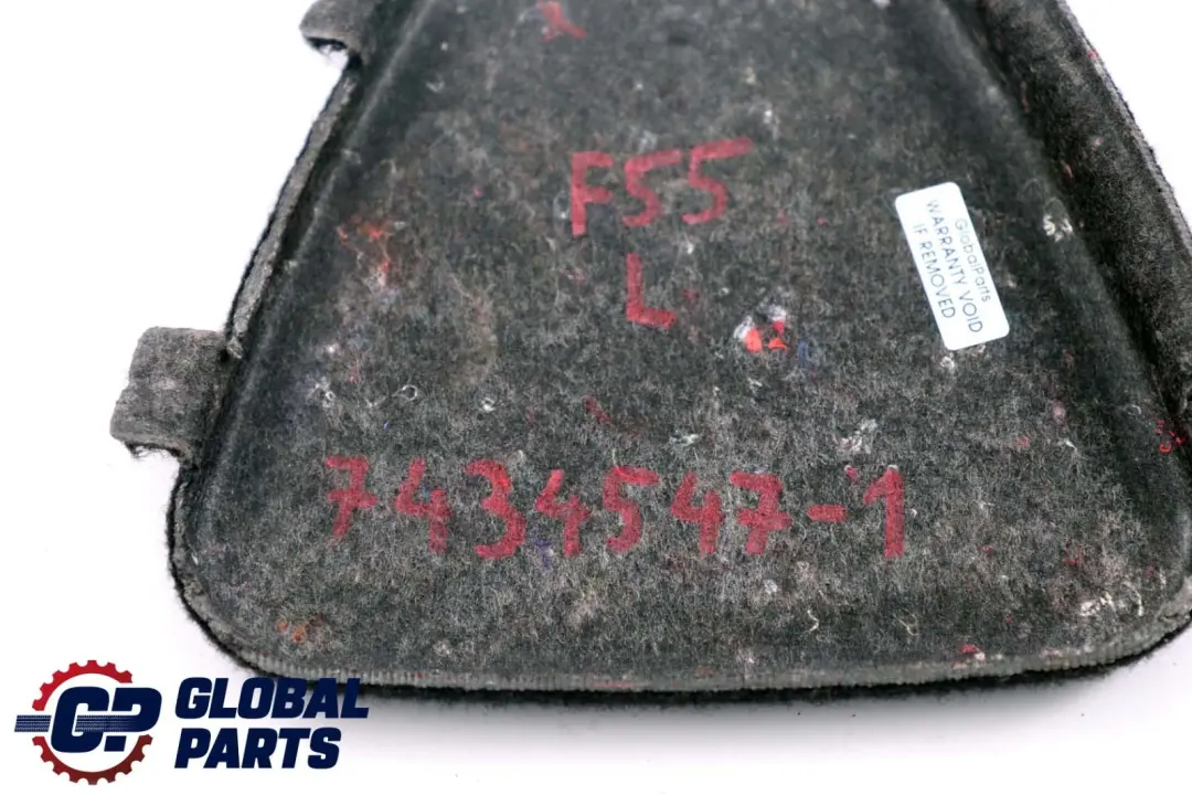 Osłona Zaślepka Boczka Bagażnika Lewa Lewy do Mini Cooper F55 o numerze 7434547 Mini Cooper F55 Osłona Zaślepka Boczka Bagażnika Lewa Lewy - SKU 7434547-1 - Numer Części 7434547