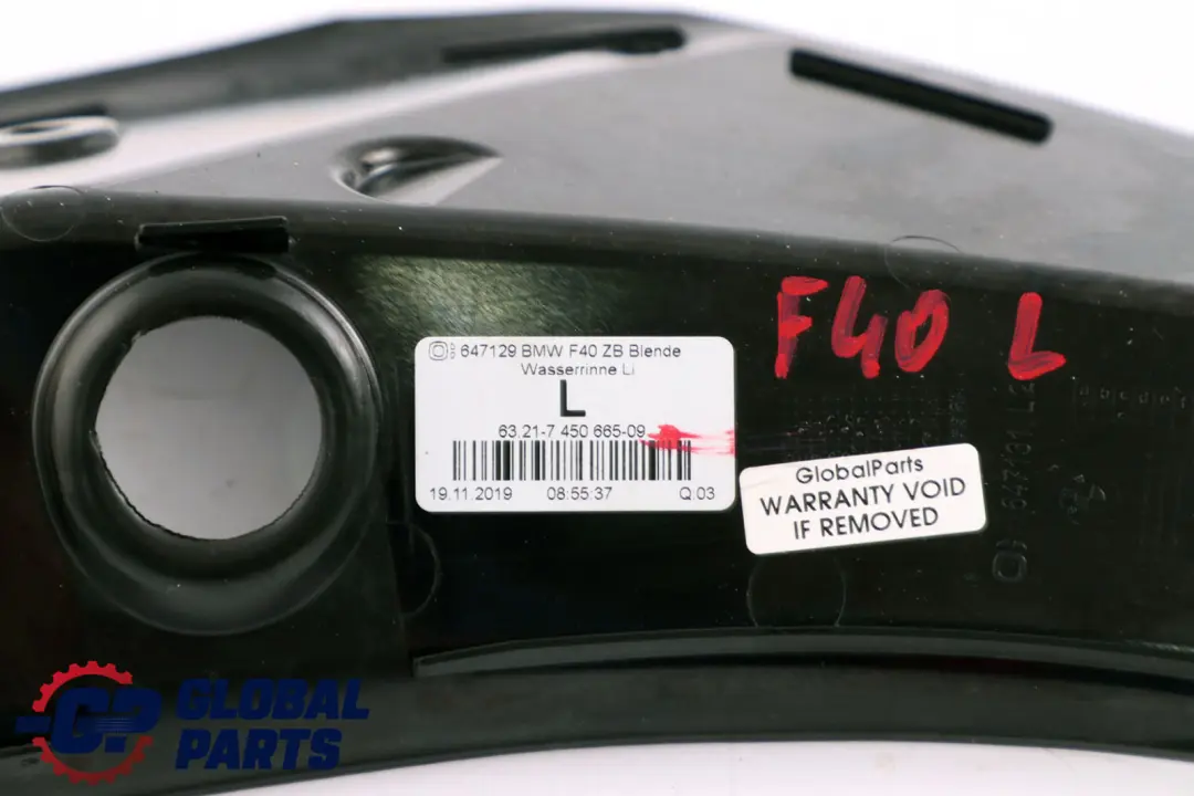 BMW F40 Couvercle Canal d'Eau Gauche Garniture Arrière - SKU 7450665 - Numéro de pièce 7450665
