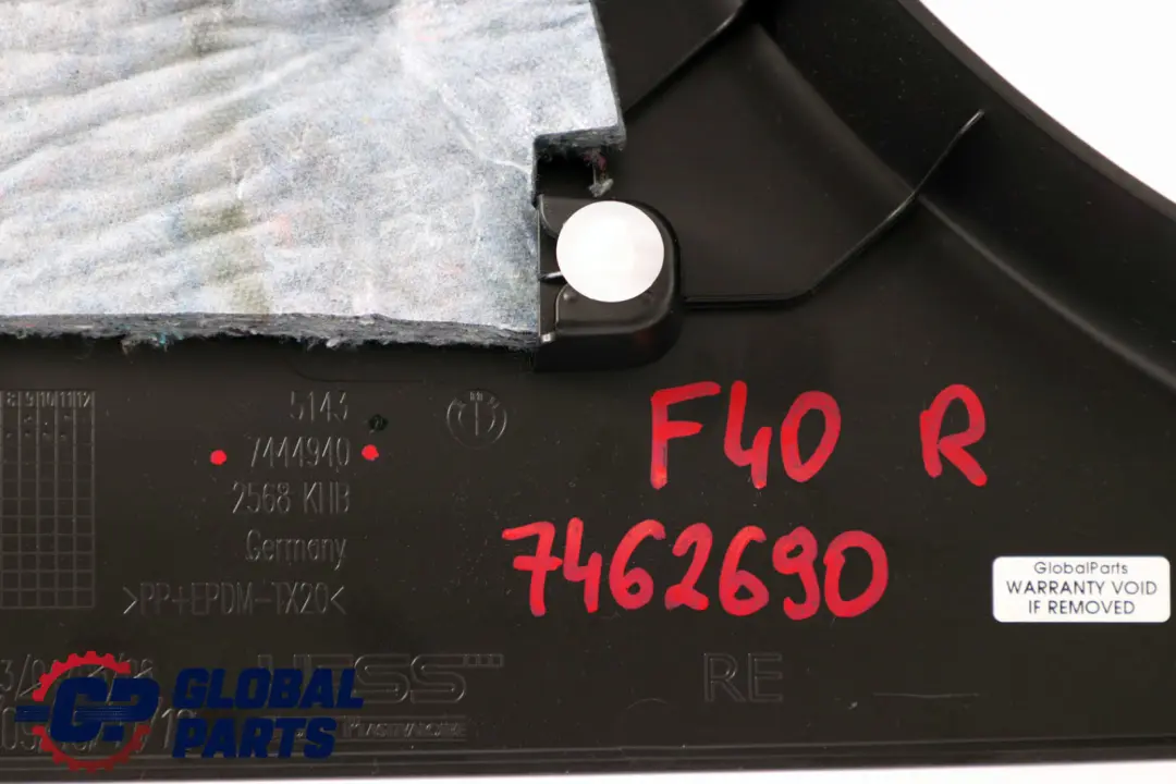 BMW F40 Couvercle B-colonne Inférieure Droite Noir 7444940 - SKU 7462690 - Numéro de pièce 7462690