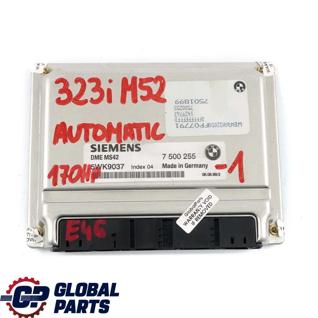 M52 170HP ECU Kit DME + EWS3 + Keys Automatic to BMW 3 Series E46 323i with Part number 7500255 BMW 3 Series E46 323i M52 170HP ECU Kit DME + EWS3 + Keys Automatic - SKU 7500255-1 - Part number 7500255