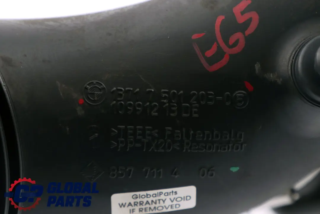 M54 730i Bota de Goma con Resonador Silenciador Admisión para BMW 7 E65 E66 con número de pieza 7501203 BMW 7 E65 E66 M54 730i Bota de Goma con Resonador Silenciador Admisión - SKU 7501203 - Número de pieza 7501203