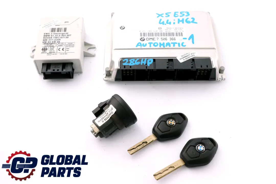 4.4i M62 286PS ECU Steuergerät DME EWS3 + 2 Schlüssel für BMW X5 er E53 mit Teilenummer 7506366 BMW X5 er E53 4.4i M62 286PS ECU Steuergerät DME EWS3 + 2 Schlüssel - SKU 7506366-1 - Teilenummer 7506366