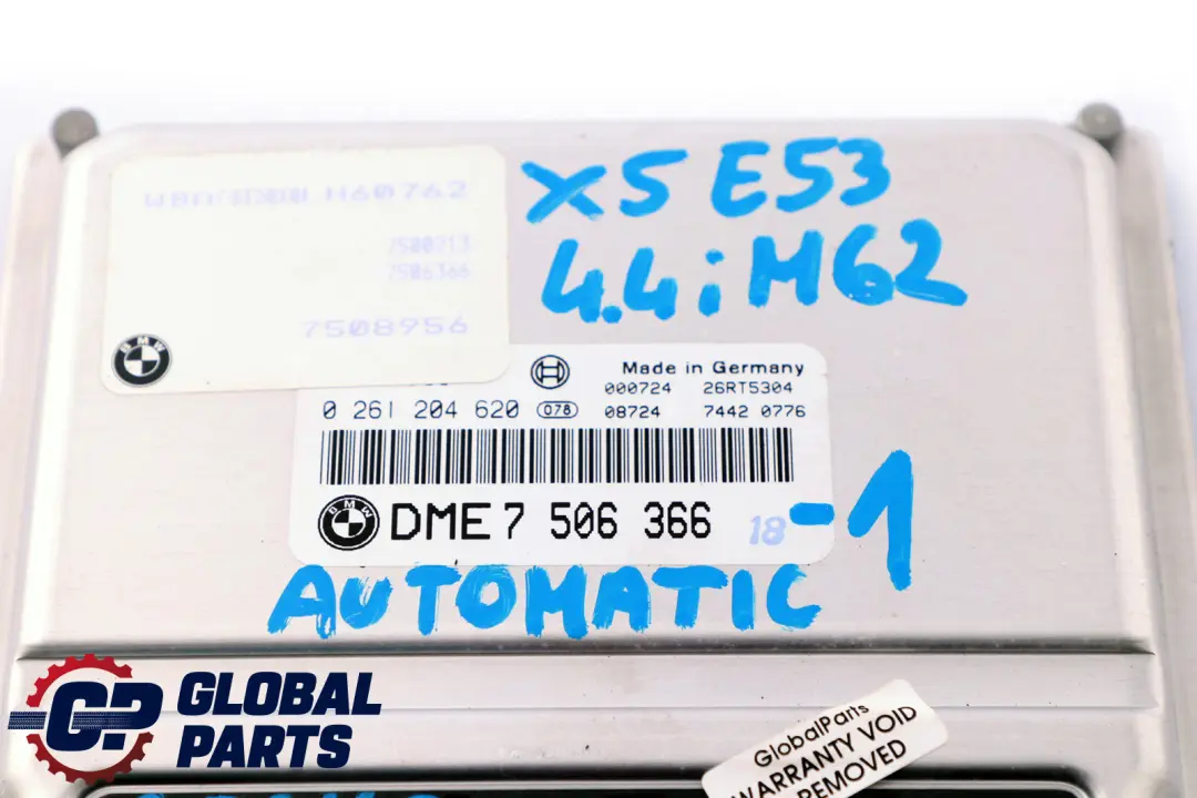 BMW X5 Series E53 4.4i M62 286HP ECU Kit DME + EWS3 + 2 Keys Automatic - SKU 7506366-1 - Part number 7506366
