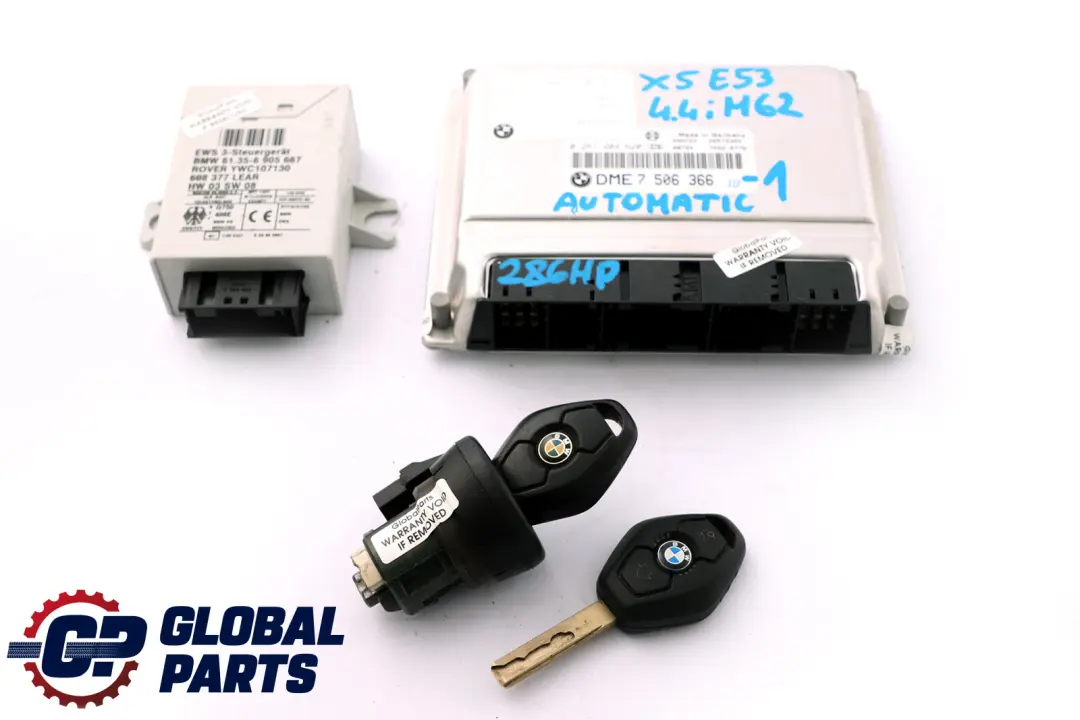 4.4i M62 286HP ECU Kit DME + EWS3 + 2 Keys Automatic to BMW X5 Series E53 with Part number 7506366 BMW X5 Series E53 4.4i M62 286HP ECU Kit DME + EWS3 + 2 Keys Automatic - SKU 7506366-1 - Part number 7506366