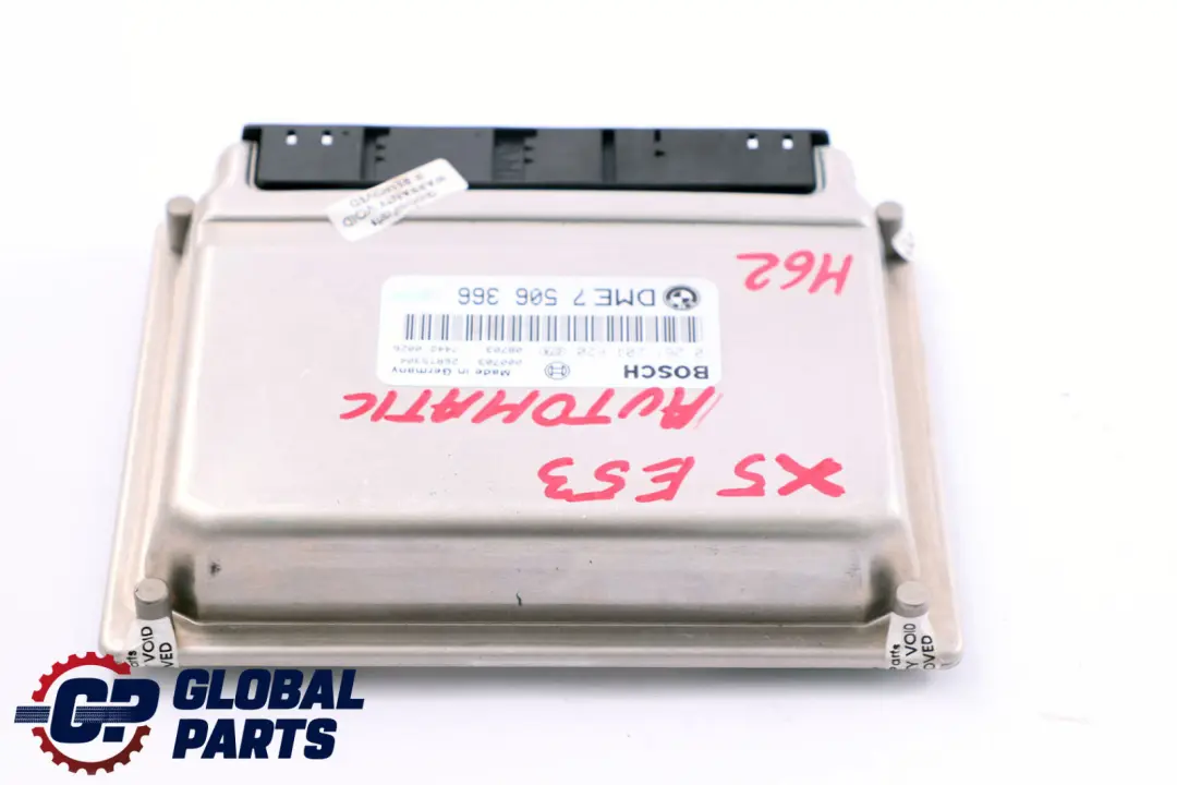 M62 Engine Control Unit ECU DME Automatic to BMW 5 7 E38 E39 X5 E53 Petrol with Part number 7506366 BMW 5 7 E38 E39 X5 E53 Petrol M62 Engine Control Unit ECU DME Automatic - SKU 7506366 - Part number 7506366
