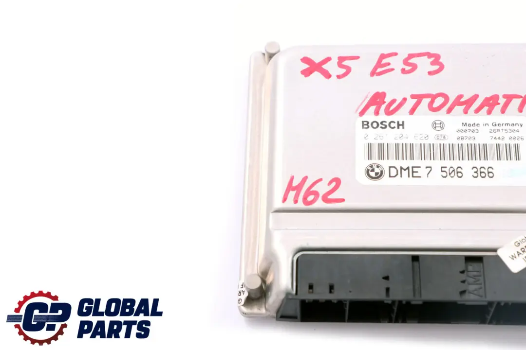 M62 Engine Control Unit ECU DME Automatic to BMW 5 7 E38 E39 X5 E53 Petrol with Part number 7506366 BMW 5 7 E38 E39 X5 E53 Petrol M62 Engine Control Unit ECU DME Automatic - SKU 7506366 - Part number 7506366