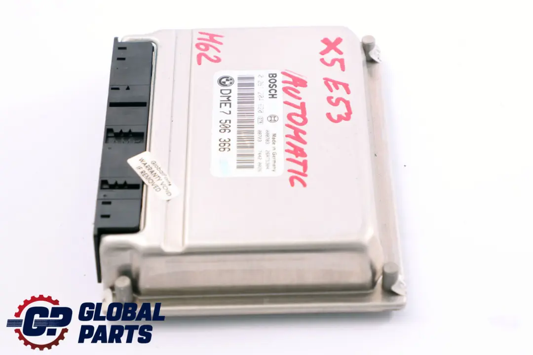 M62 Engine Control Unit ECU DME Automatic to BMW 5 7 E38 E39 X5 E53 Petrol with Part number 7506366 BMW 5 7 E38 E39 X5 E53 Petrol M62 Engine Control Unit ECU DME Automatic - SKU 7506366 - Part number 7506366