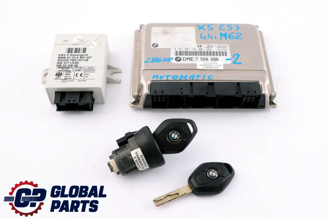 4.4i M62 286HP ECU Kit DME+ EWS3 + 2 Keys Automatic to BMW X5 Series E53 with Part number 7508698 BMW X5 Series E53 4.4i M62 286HP ECU Kit DME+ EWS3 + 2 Keys Automatic - SKU 7508698-2 - Part number 7508698