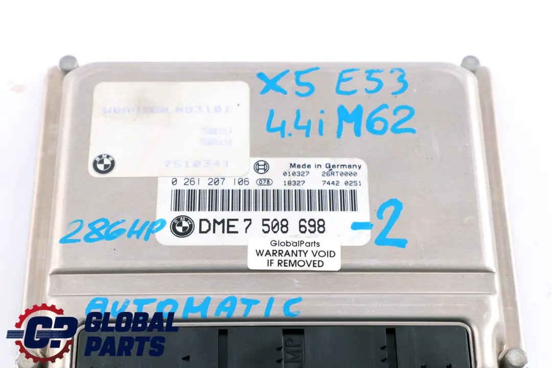 4.4i M62 286HP ECU Kit DME+ EWS3 + 2 Keys Automatic to BMW X5 Series E53 with Part number 7508698 BMW X5 Series E53 4.4i M62 286HP ECU Kit DME+ EWS3 + 2 Keys Automatic - SKU 7508698-2 - Part number 7508698