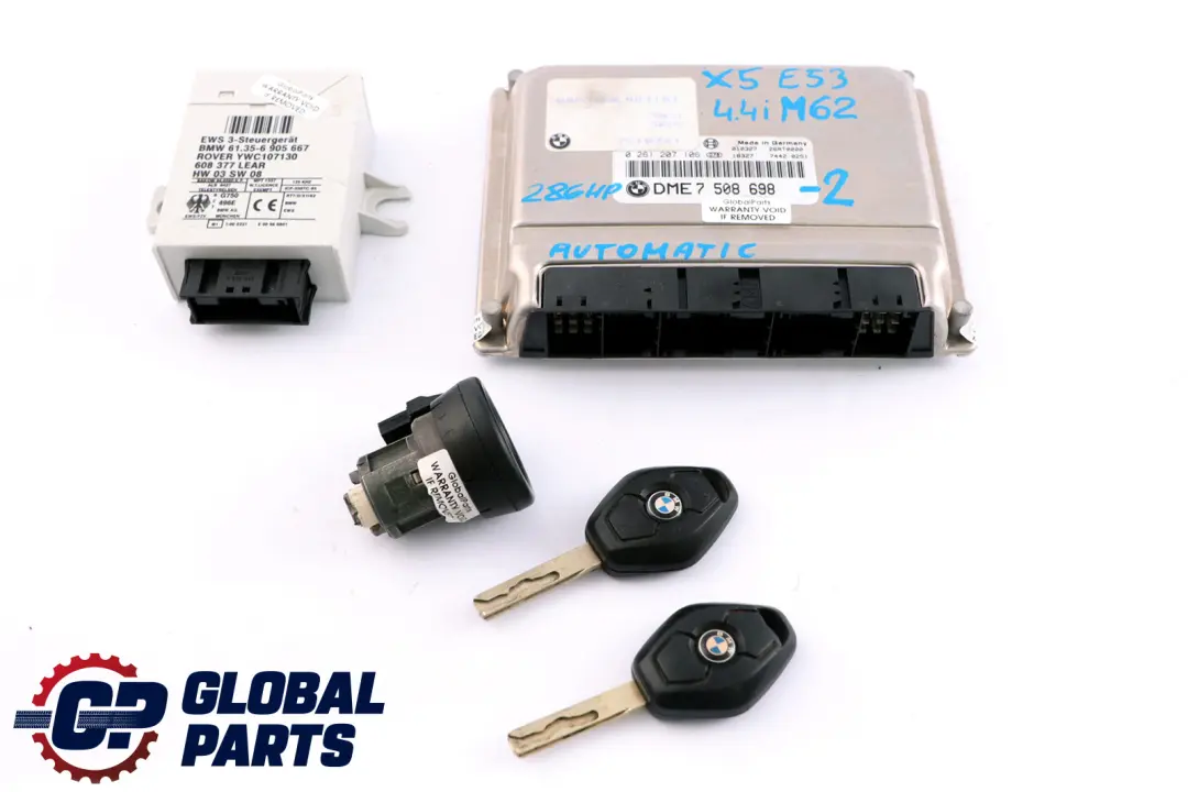 4.4i M62 286HP ECU Kit DME+ EWS3 + 2 Keys Automatic to BMW X5 Series E53 with Part number 7508698 BMW X5 Series E53 4.4i M62 286HP ECU Kit DME+ EWS3 + 2 Keys Automatic - SKU 7508698-2 - Part number 7508698
