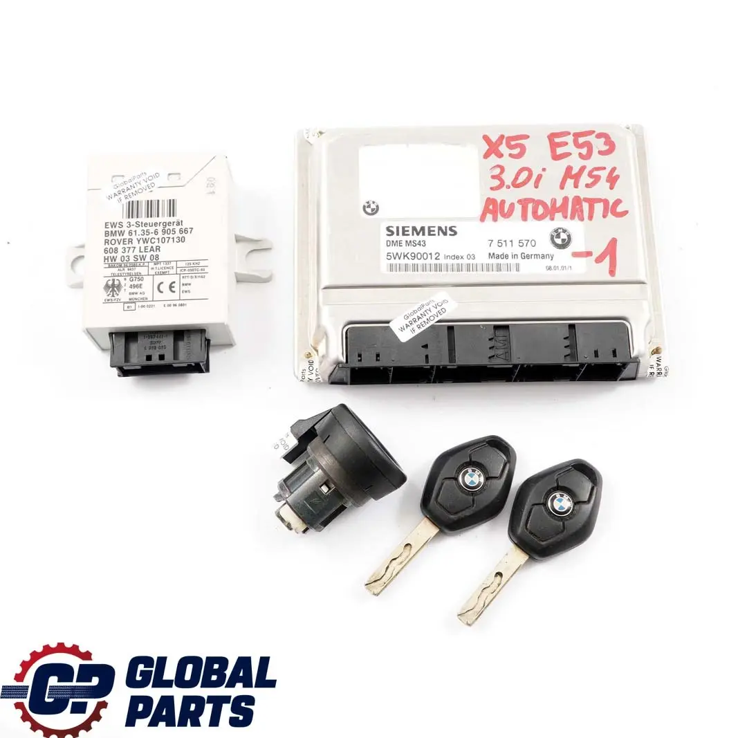 BMW X5 E53 3.0i M54 231PS Steuergerät DME + EWS + 2 Schlüssel Automat - SKU 7511570-1 - Teilenummer 7511570