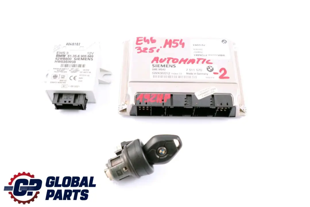 M54 192HP ECU Steuergerät DME EWS3 + Schlüssel für BMW 3 er E46 325i mit Teilenummer 7511570 BMW 3 er E46 325i M54 192HP ECU Steuergerät DME EWS3 + Schlüssel - SKU 7511570-2 - Teilenummer 7511570