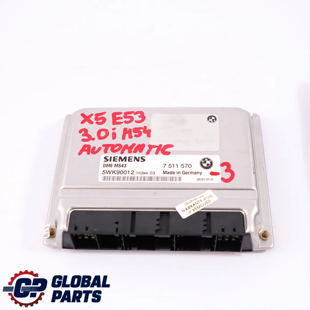 BMW X5 E53 3.0i M54 231PS Steuergerät DME + EWS + Schlüssel Automatik - SKU 7511570-3 - Teilenummer 7511570