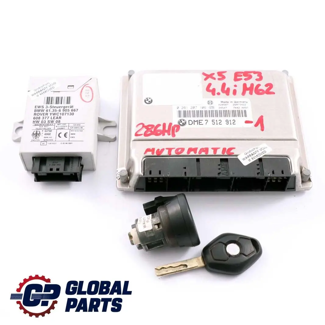 4.4i M62 286HP Engine ECU Kit DME + EWS3 + Key Automatic to BMW X5 E53 with Part number 7512912 BMW X5 E53 4.4i M62 286HP Engine ECU Kit DME + EWS3 + Key Automatic - SKU 7512912-1 - Part number 7512912