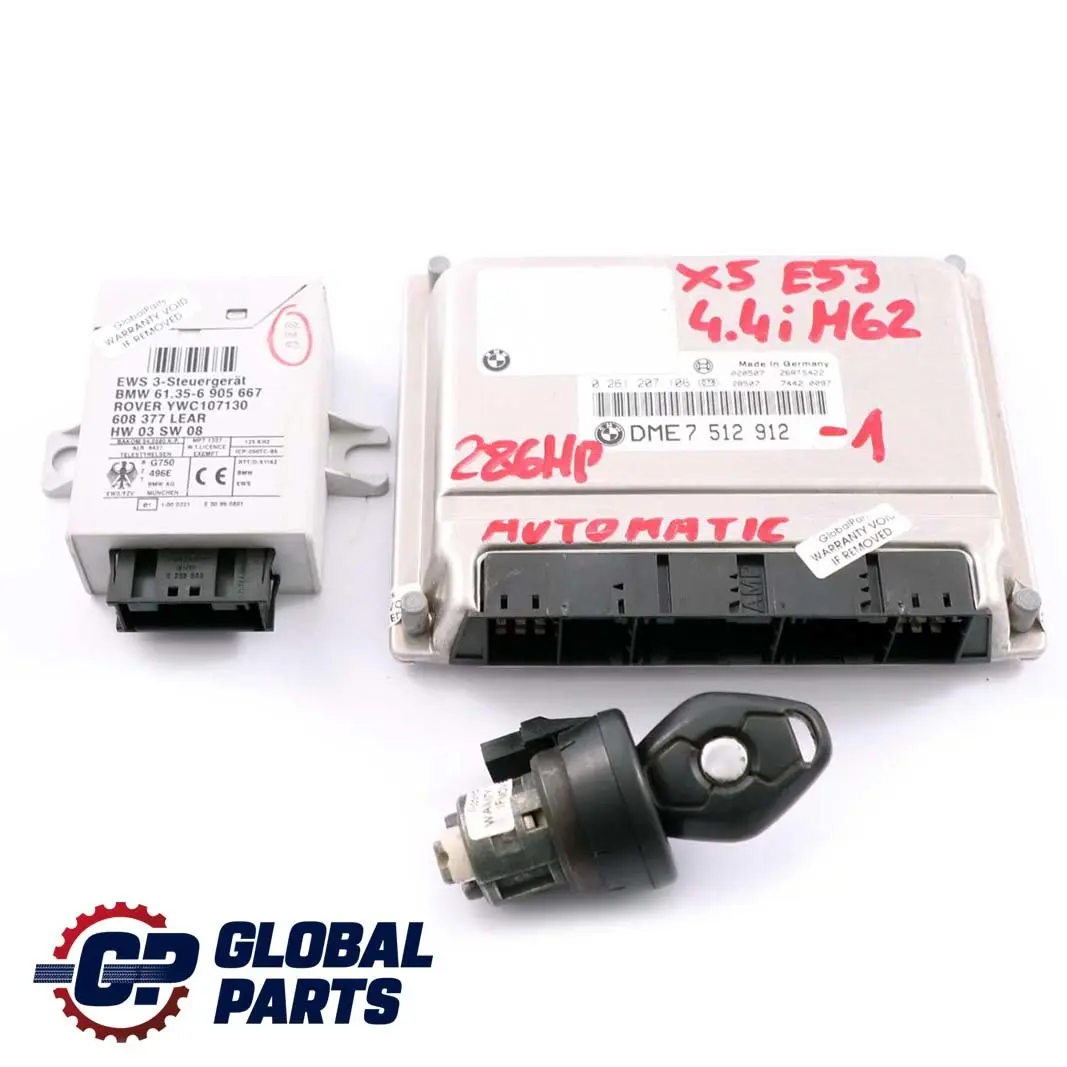 4.4i M62 286PS ECU Steuergerät DME + EWS3 + Schlüssel für BMW X5 er E53 mit Teilenummer 7512912 BMW X5 er E53 4.4i M62 286PS ECU Steuergerät DME + EWS3 + Schlüssel - SKU 7512912-1 - Teilenummer 7512912
