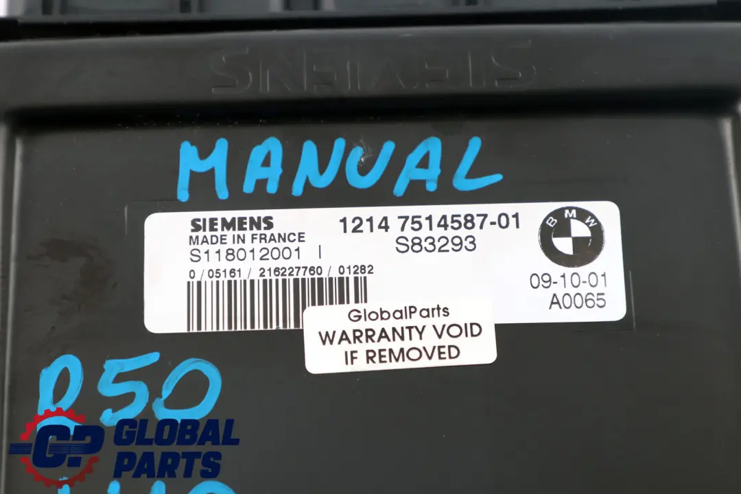 DME Sterownik Silnika Benzynowego ECU Automat do Mini Cooper One R50 o numerze 7514587 Mini Cooper One R50 DME Sterownik Silnika Benzynowego ECU Automat - SKU 7514587-1 - Numer Części 7514587