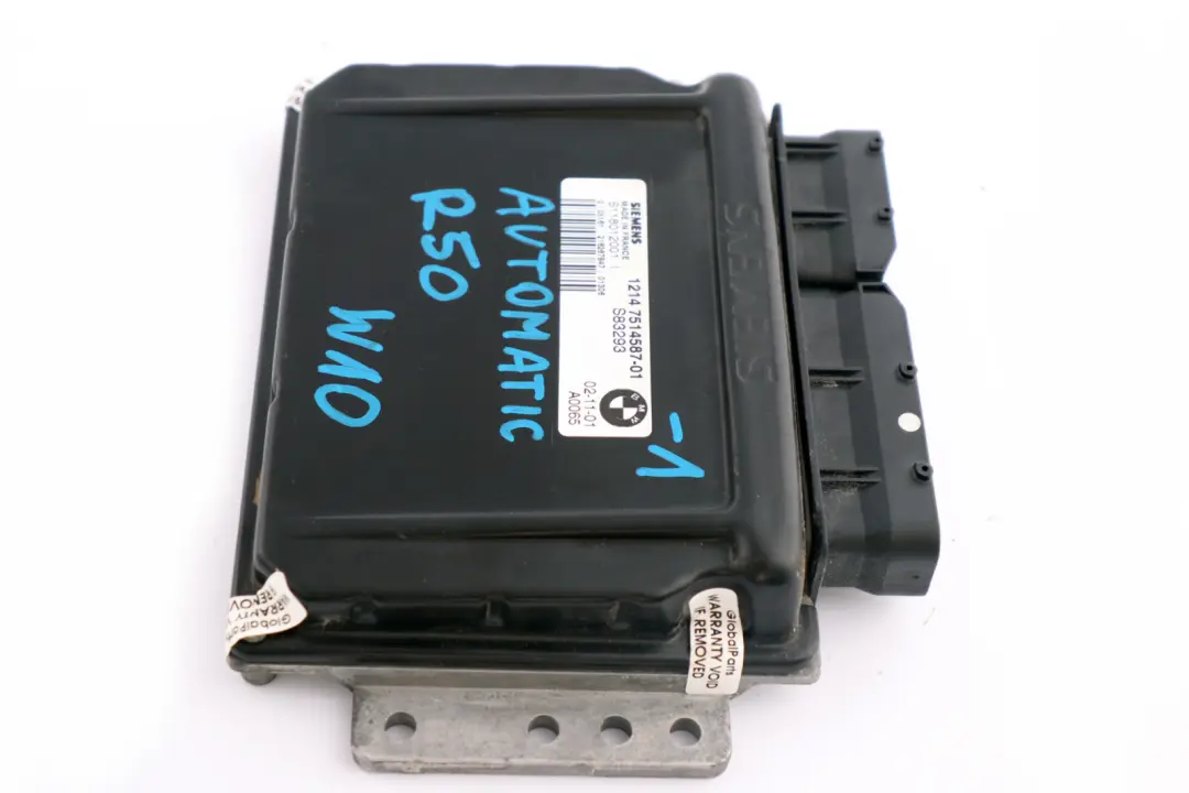 DME Petrol Engine Control Unit ECU Automatic to BMW Mini Cooper One R50 with Part number 7514587 BMW Mini Cooper One R50 DME Petrol Engine Control Unit ECU Automatic - SKU 7514587-1 - Part number 7514587