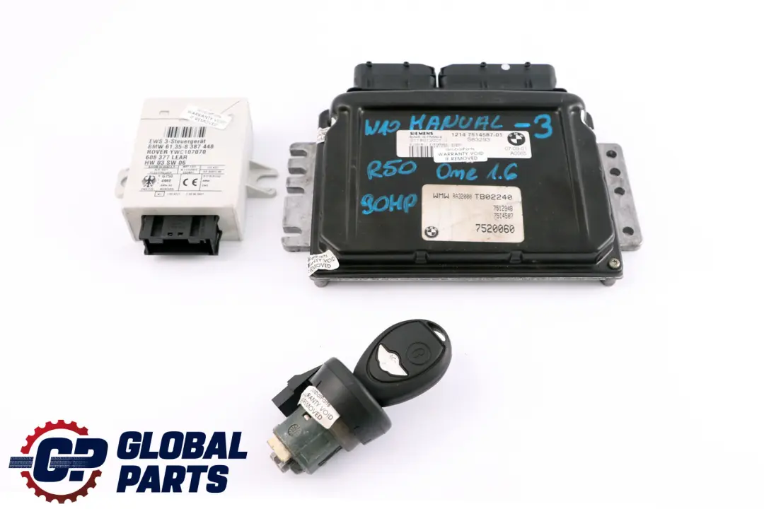 BMW MINI One 1.6i R50 W10 90HP Engine ECU Kit DME + EWS + Key Manual - SKU 7514587-3 - Part number 7514587