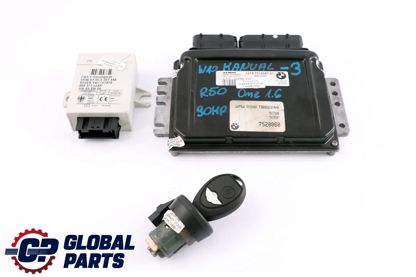 BMW MINI One 1.6i R50 W10 90HP Engine ECU Kit DME + EWS + Key 7514587 Manual
