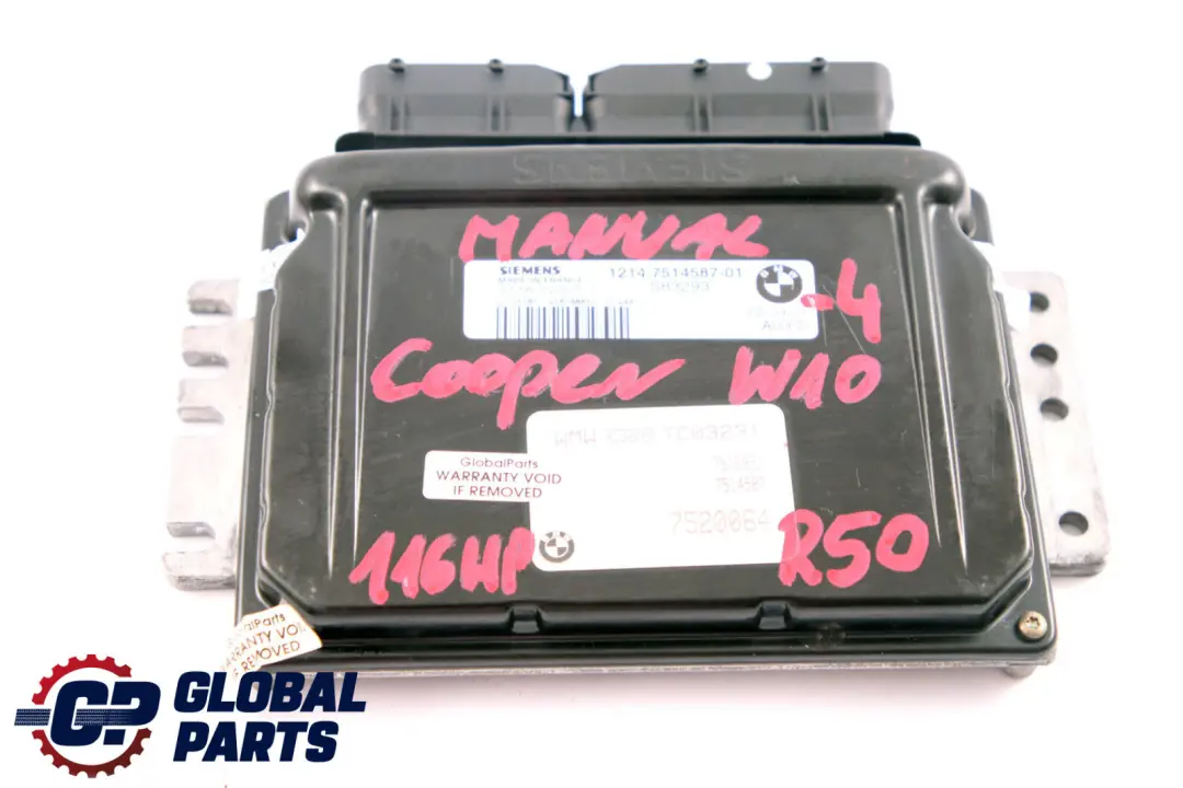 BMW MINI Cooper R50 W10 116HP Engine ECU Kit DME + EWS + Key Manual - SKU 7514587-4 - Part number 7514587
