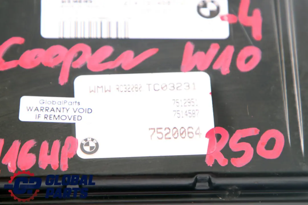 BMW MINI Cooper R50 W10 116HP Engine ECU Kit DME + EWS + Key Manual - SKU 7514587-4 - Part number 7514587