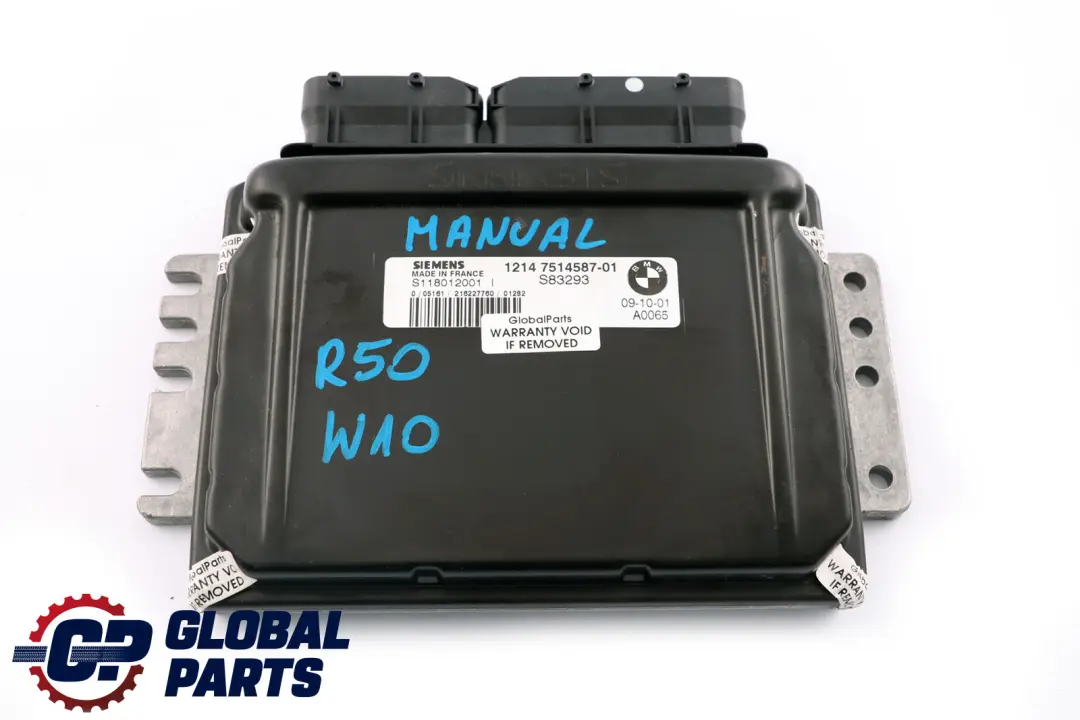 DME Petrol Engine Control Unit ECU Manual to Mini Cooper One R50 with Part number 7514587 Mini Cooper One R50 DME Petrol Engine Control Unit ECU Manual - SKU 7514587 - Part number 7514587