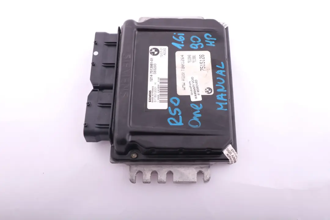 BMW Mini R50 One 1.6i Petrol Engine Control Unit DME Manual 7513981 - SKU 7515126 - Part number 7515126