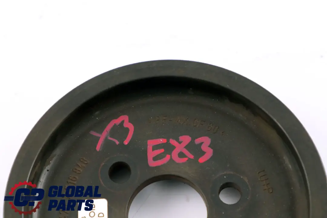 Steering Pump Pulley to BMW 5 6 7 X3 Series E60 E61 E63 E65 E66 E83 Power with Part number 7516848 BMW 5 6 7 X3 Series E60 E61 E63 E65 E66 E83 Power Steering Pump Pulley - SKU 7516848 - Part number 7516848
