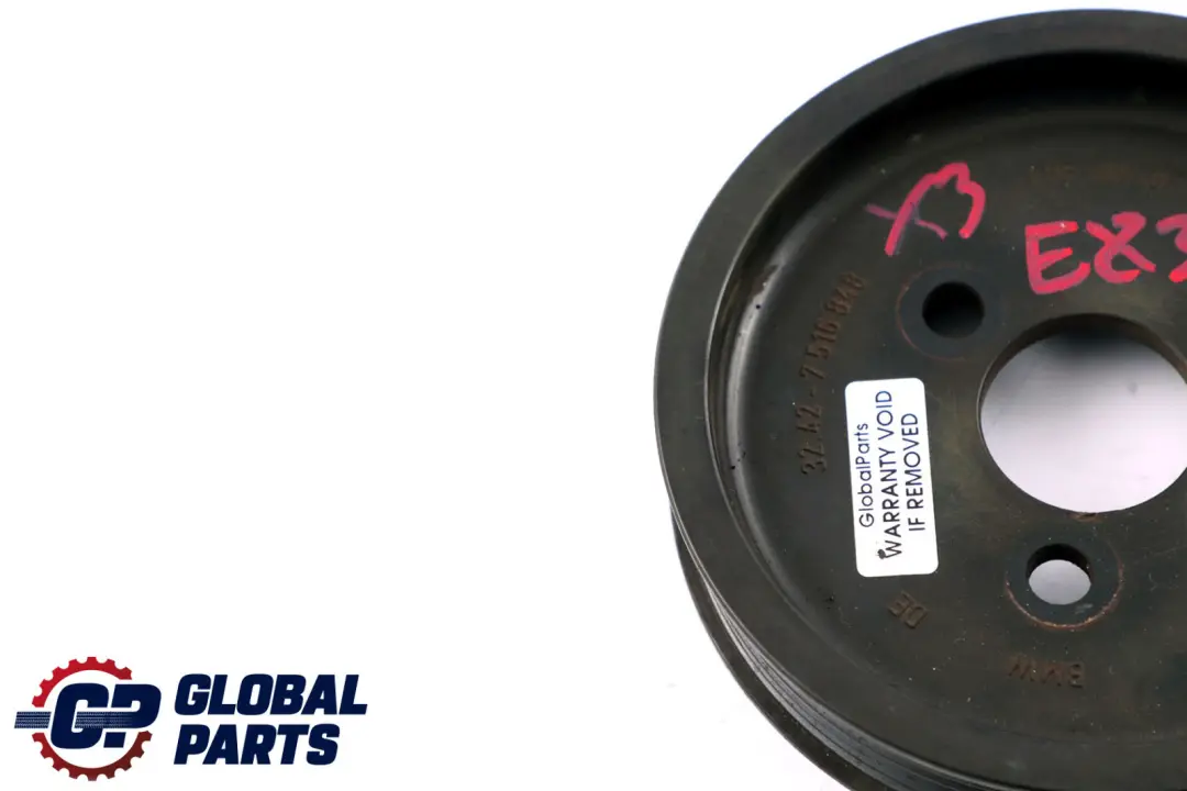 Steering Pump Pulley to BMW 5 6 7 X3 Series E60 E61 E63 E65 E66 E83 Power with Part number 7516848 BMW 5 6 7 X3 Series E60 E61 E63 E65 E66 E83 Power Steering Pump Pulley - SKU 7516848 - Part number 7516848