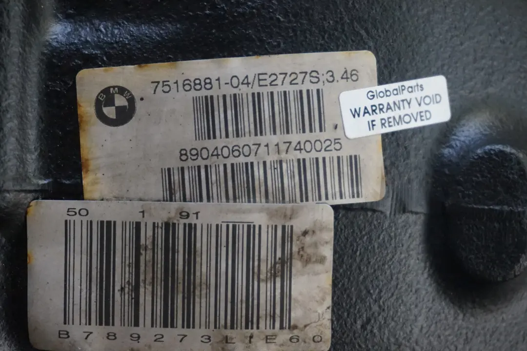 M54 Diferencial trasero 3,46 Ratio GARANTIA para BMW E60 530i con número de pieza 7516881 BMW E60 530i M54 Diferencial trasero 3,46 Ratio GARANTIA - SKU 7516882 - Número de pieza 7516881