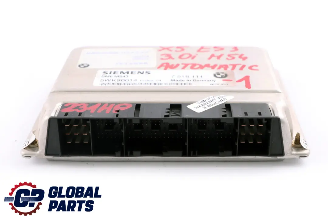 M54 231HP ECU Kit DME + EWS III + Key Automatic to BMW X5 Series E53 3.0i with Part number 7518111 BMW X5 Series E53 3.0i M54 231HP ECU Kit DME + EWS III + Key Automatic - SKU 7518111-1 - Part number 7518111