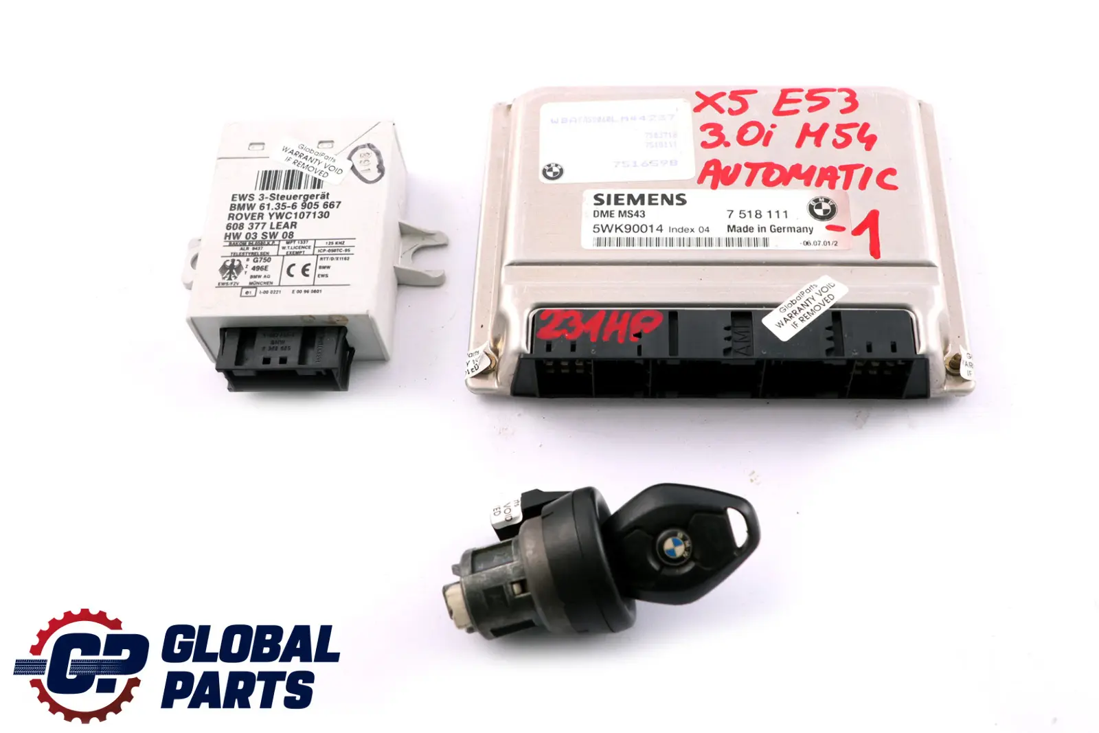 BMW X5 er E53 3.0i M54 231PS ECU Steuergerät 7518111 DME + EWS3 + Schlüssel