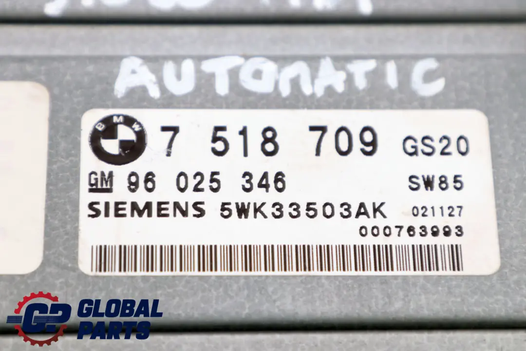 Gearbox Ecu Control Unit EGS to BMW 3 5 X5 Series 1 E39 E46 E53 Automatic with Part number 7518709 BMW 3 5 X5 Series 1 E39 E46 E53 Automatic Gearbox Ecu Control Unit EGS - SKU 7518709-1 - Part number 7518709