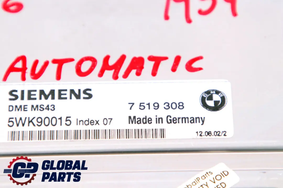 Reihe E39 E46 E53 Benzin M54 Grundsteuergerät DME für BMW 3 5 X5 mit Teilenummer 7519308 BMW 3 5 X5 Reihe E39 E46 E53 Benzin M54 Grundsteuergerät DME - SKU 7519308 - Teilenummer 7519308