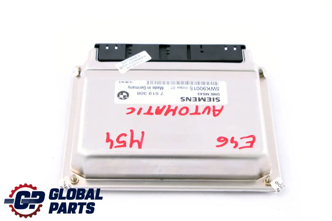 M54 Engine ECU Control Unit DME to BMW 3 5 X5 Series E39 E46 E53 Petrol with Part number 7519308 BMW 3 5 X5 Series E39 E46 E53 Petrol M54 Engine ECU Control Unit DME - SKU 7519308 - Part number 7519308