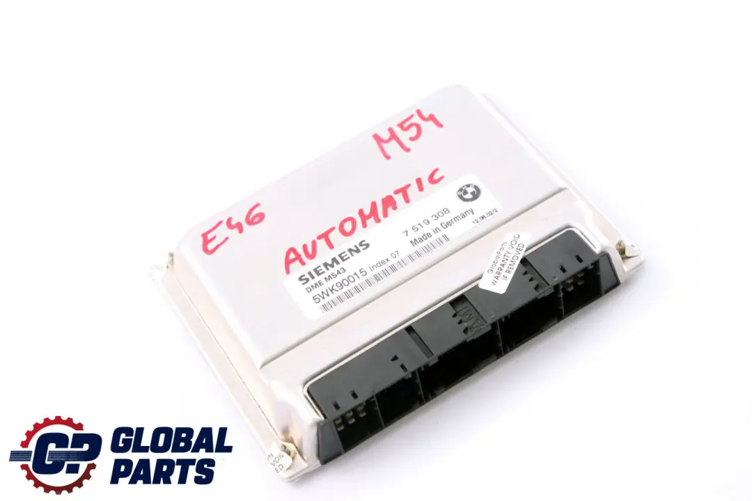 M54 Engine ECU Control Unit DME to BMW 3 5 X5 Series E39 E46 E53 Petrol with Part number 7519308 BMW 3 5 X5 Series E39 E46 E53 Petrol M54 Engine ECU Control Unit DME - SKU 7519308 - Part number 7519308