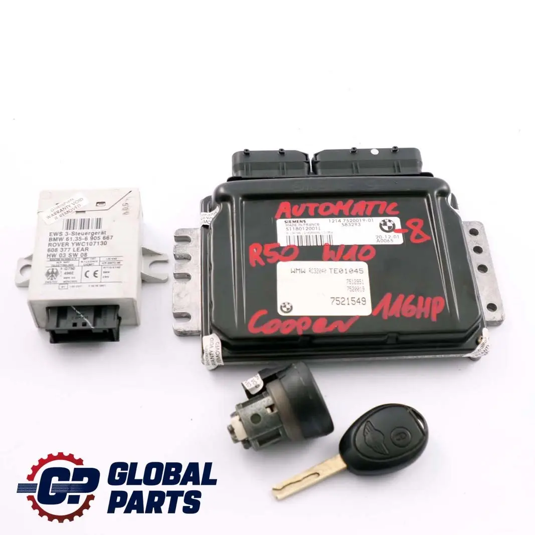 116PS Appareil de Commande + Ews 3 + Cle Automatique pour Mini Cooper R50 W10 à propos du numéro de pièce 7520019 Mini Cooper R50 W10 116PS Appareil de Commande + Ews 3 + Cle Automatique - SKU 7520019-8 - Numéro de pièce 7520019