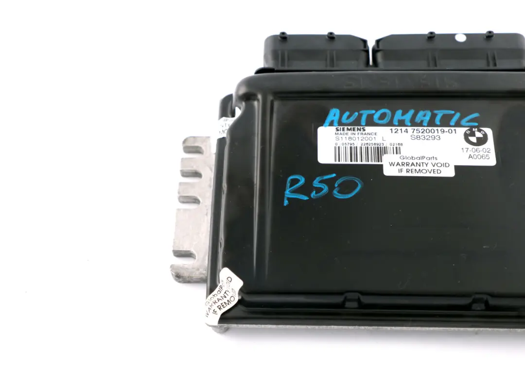 Control Unit DME Automatic Mini Cooper One R50 Petrol W10 W11 Engine - SKU 7520019 - Part number 7557395