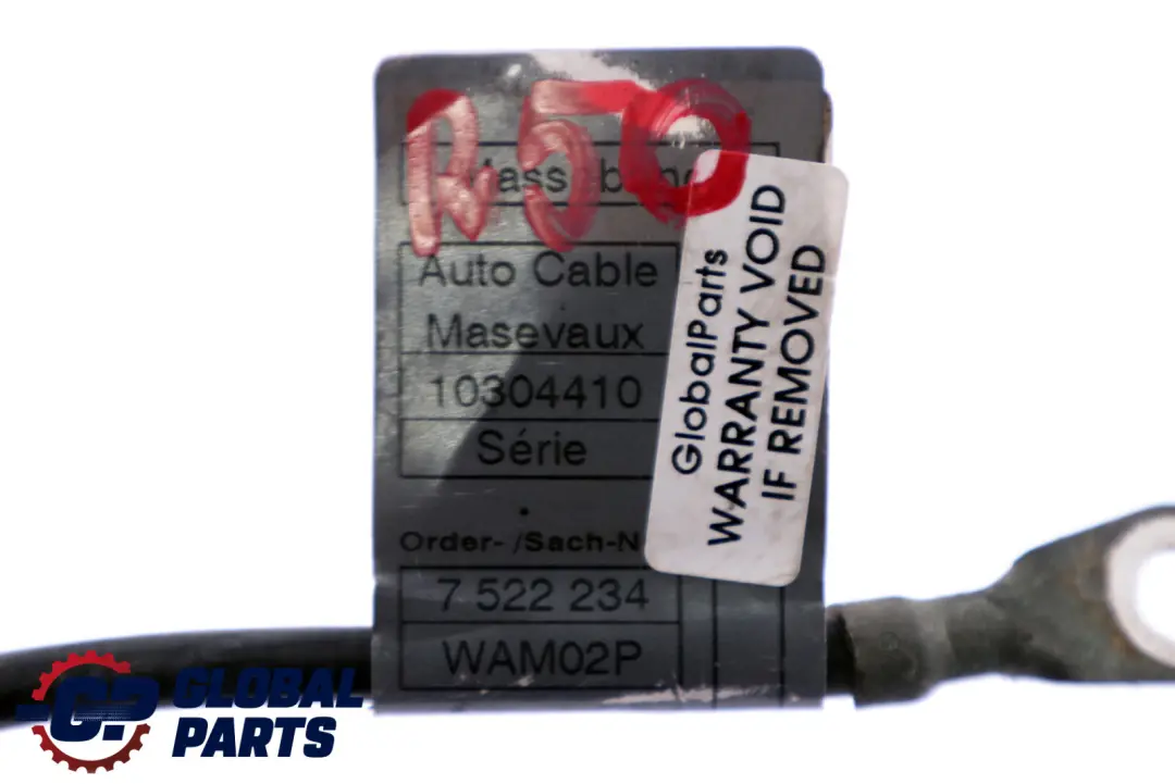 Cable Negative Wire 7519551 to Mini R50 R52 Battery with Part number 7522234 Mini R50 R52 Battery Cable Negative Wire 7519551 - SKU 7522234 - Part number 7522234