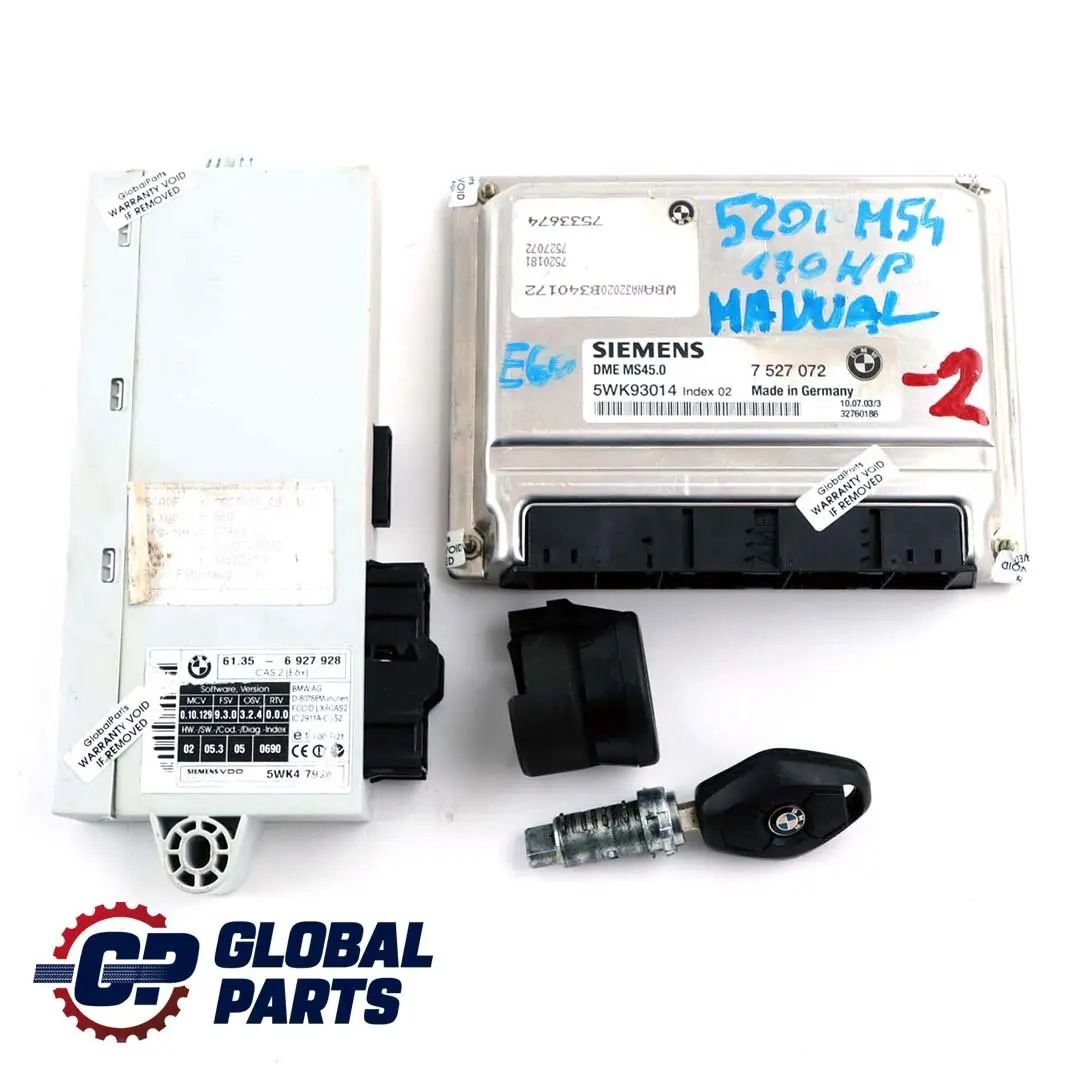 M54 170HP Motor Steuergerät ECU Kit DME + CAS2 + Schlüsse für BMW E60 520i mit Teilenummer 7527072 BMW E60 520i M54 170HP Motor Steuergerät ECU Kit DME + CAS2 + Schlüsse - SKU 7527072-2 - Teilenummer 7527072