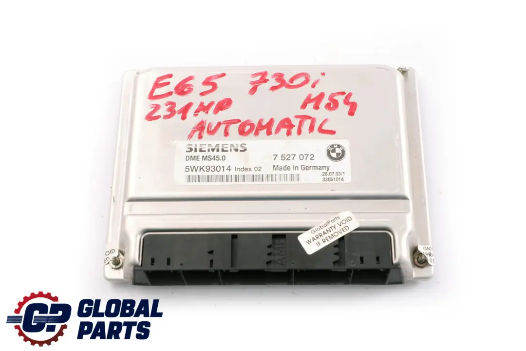Benzyn 530i 730i M54 Sterownik silnika do BMW E60 E65 o numerze 7527072 BMW E60 E65 Benzyn 530i 730i M54 Sterownik silnika - SKU 7527072 - Numer Części 7527072