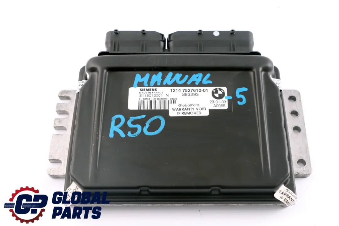 BMW Mini Cooper One R50 R52 Motor W10 Steuergerät DME Schaltgetriebe - SKU 7527610-5 - Teilenummer 7527610